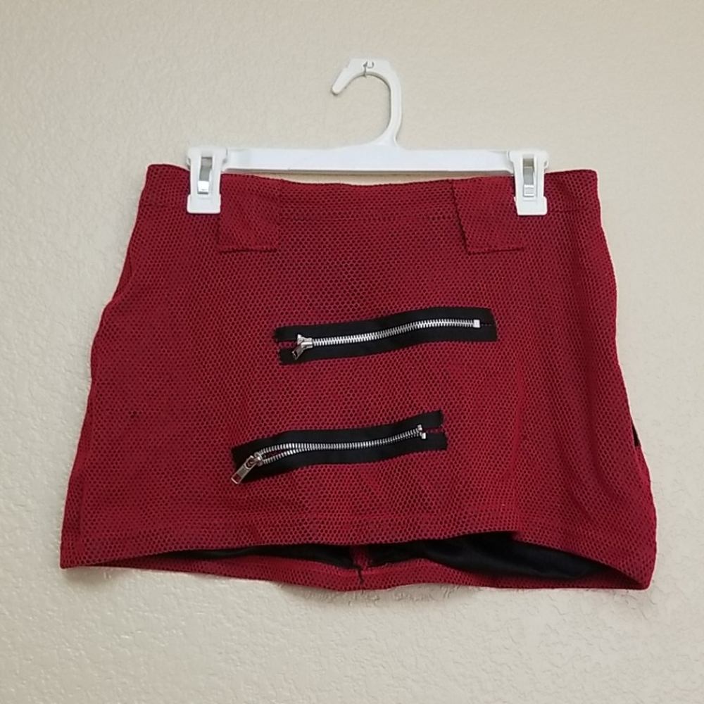 Red fishnet skirt